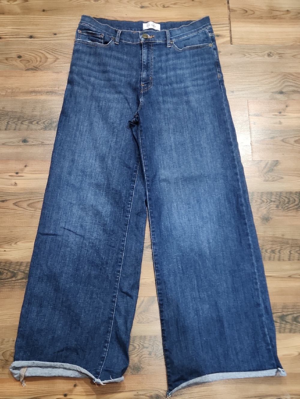 Frame Le Slim Palazzo Raw Fray Jeans Strechy Capsule Clean Cotton Comfort 30
